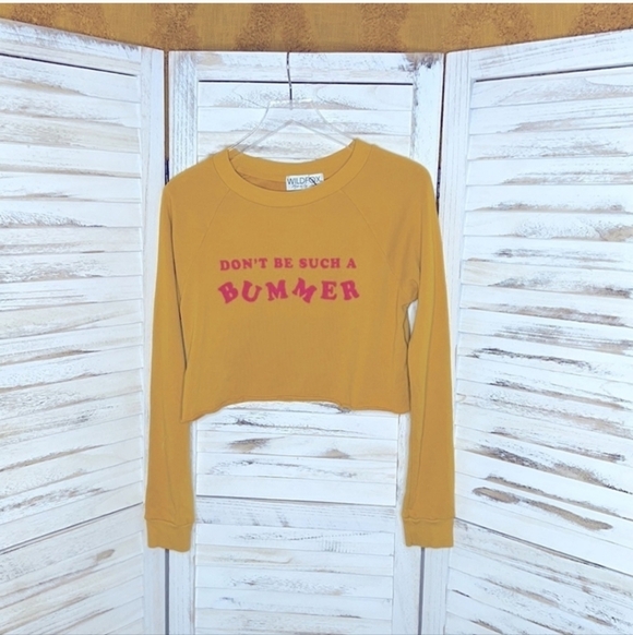 WILDFOX Womens Sweatshirt Such A Bummer Relaxed Yellow SAMPLE - Picture 5 of 9